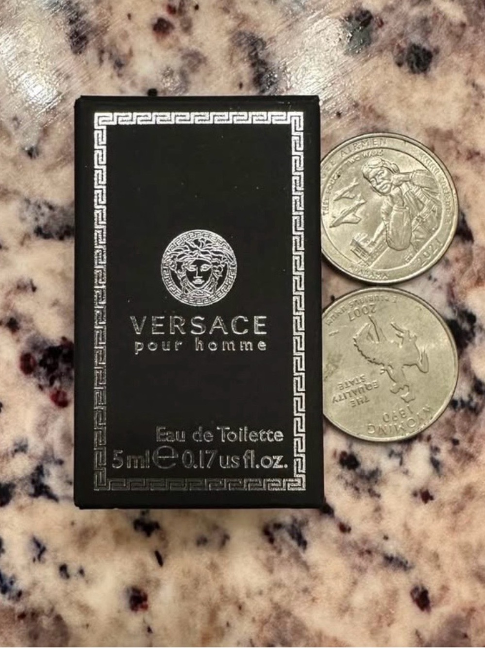 Versace Pour Homme Mini Eau de Toilette — Black with Silver Accents